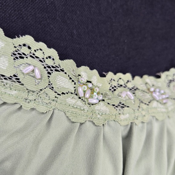 Vintage Byerwear Womens Size L Green Lace Trim Tank Made In The USA 90s Y2K - Picture 3 of 6